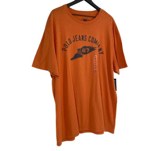 RALPH LAUREN Polo Jeans Co. 1967 Winged Foot Short Sleeve Orange T-Shirt Size XL - Picture 2 of 16